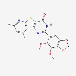 4-(6,7-dimethoxy-1,3-benzodioxol-5-yl)-11,13-dimethyl-8-thia-3,5,10-triazatricyclo[7.4.0.02,7]trideca-1(9),2(7),3,10,12-pentaen-6-one