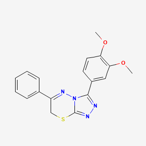 molecular formula C18H16N4O2S B11058052 3-(3,4-dimethoxyphenyl)-6-phenyl-7H-[1,2,4]triazolo[3,4-b][1,3,4]thiadiazine 