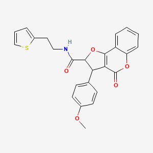 3-(4-methoxyphenyl)-4-oxo-N-[2-(thiophen-2-yl)ethyl]-2,3-dihydro-4H-furo[3,2-c]chromene-2-carboxamide