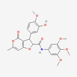 3-(3-hydroxy-4-methoxyphenyl)-6-methyl-4-oxo-N-(3,4,5-trimethoxyphenyl)-2,3-dihydro-4H-furo[3,2-c]pyran-2-carboxamide