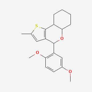 molecular formula C20H24O3S B11058194 4-(2,5-dimethoxyphenyl)-2-methyl-5a,6,7,8,9,9a-hexahydro-4H-thieno[3,2-c]chromene 