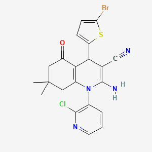 molecular formula C21H18BrClN4OS B11058200 2-Amino-4-(5-bromothiophen-2-yl)-1-(2-chloropyridin-3-yl)-7,7-dimethyl-5-oxo-1,4,5,6,7,8-hexahydroquinoline-3-carbonitrile 