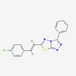 molecular formula C17H11ClN4S B11058221 6-[(E)-2-(4-chlorophenyl)ethenyl]-3-phenyl[1,2,4]triazolo[3,4-b][1,3,4]thiadiazole 