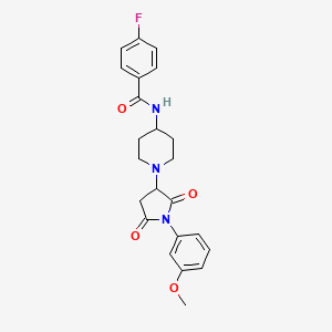 molecular formula C23H24FN3O4 B11058247 4-fluoro-N-{1-[1-(3-methoxyphenyl)-2,5-dioxopyrrolidin-3-yl]piperidin-4-yl}benzamide 