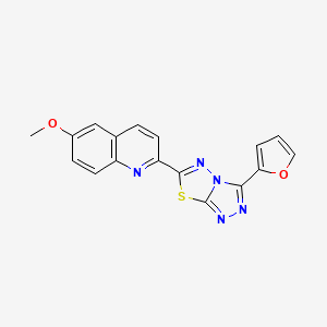 molecular formula C17H11N5O2S B11058252 2-[3-(Furan-2-yl)-[1,2,4]triazolo[3,4-b][1,3,4]thiadiazol-6-yl]-6-methoxyquinoline 