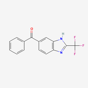 molecular formula C15H9F3N2O B11058260 5-Benzoyl-2-(trifluoromethyl)-3H-1,3-benzodiazole 