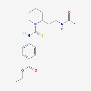 molecular formula C19H27N3O3S B11058276 Ethyl 4-[({2-[2-(acetylamino)ethyl]piperidin-1-yl}carbonothioyl)amino]benzoate 