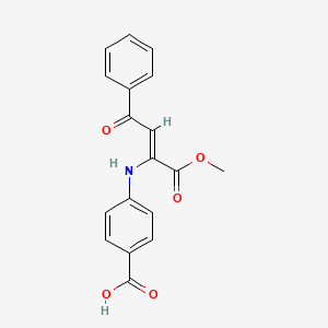 molecular formula C18H15NO5 B11058291 4-([1-Methoxy-1,4-dioxo-4-phenylbut-2-en-2-yl]amino)benzoic acid 