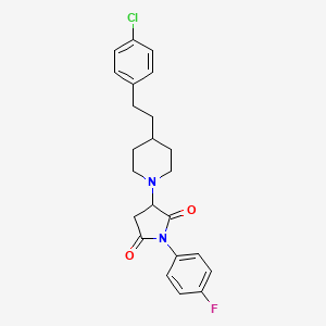 molecular formula C23H24ClFN2O2 B11058300 3-{4-[2-(4-Chlorophenyl)ethyl]piperidin-1-yl}-1-(4-fluorophenyl)pyrrolidine-2,5-dione 