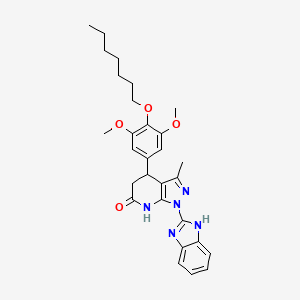 molecular formula C29H35N5O4 B11058331 1-(1H-benzimidazol-2-yl)-4-[4-(heptyloxy)-3,5-dimethoxyphenyl]-3-methyl-1,4,5,7-tetrahydro-6H-pyrazolo[3,4-b]pyridin-6-one 