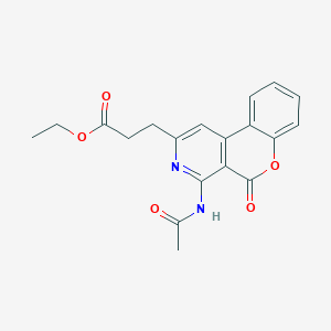 molecular formula C19H18N2O5 B11058338 ethyl 3-[4-(acetylamino)-5-oxo-5H-chromeno[3,4-c]pyridin-2-yl]propanoate 