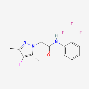 molecular formula C14H13F3IN3O B11058345 2-(4-iodo-3,5-dimethyl-1H-pyrazol-1-yl)-N-[2-(trifluoromethyl)phenyl]acetamide 