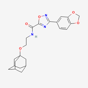 molecular formula C22H25N3O5 B11058351 N-{2-[(3S,5S,7S)-1-Adamantyloxy]ethyl}-3-(1,3-benzodioxol-5-YL)-1,2,4-oxadiazole-5-carboxamide 