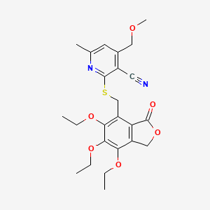 4-(Methoxymethyl)-6-methyl-2-{[(5,6,7-triethoxy-3-oxo-1,3-dihydro-2-benzofuran-4-yl)methyl]sulfanyl}pyridine-3-carbonitrile