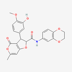 N-(2,3-dihydro-1,4-benzodioxin-6-yl)-3-(3-hydroxy-4-methoxyphenyl)-6-methyl-4-oxo-2,3-dihydro-4H-furo[3,2-c]pyran-2-carboxamide