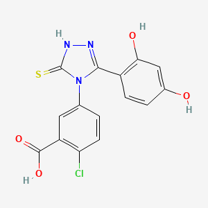 2-chloro-5-[3-(2,4-dihydroxyphenyl)-5-sulfanyl-4H-1,2,4-triazol-4-yl]benzoic acid