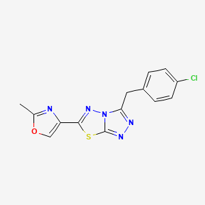 molecular formula C14H10ClN5OS B11058480 4-(3-[(4-Chlorophenyl)methyl]-[1,2,4]Triazolo[3,4-b][1,3,4]thiadiazol-6-yl)-2-methyl-1,3-oxazole 