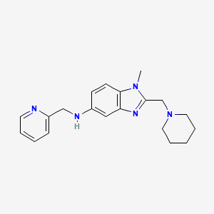 molecular formula C20H25N5 B11058490 1-methyl-2-(piperidin-1-ylmethyl)-N-(pyridin-2-ylmethyl)-1H-benzimidazol-5-amine 