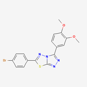 molecular formula C17H13BrN4O2S B11058517 6-(4-Bromophenyl)-3-(3,4-dimethoxyphenyl)[1,2,4]triazolo[3,4-b][1,3,4]thiadiazole 