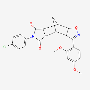 6-(4-chlorophenyl)-3-(2,4-dimethoxyphenyl)-4a,7a,8,8a-tetrahydro-3aH-4,8-methano[1,2]oxazolo[4,5-f]isoindole-5,7(4H,6H)-dione