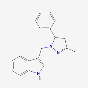 molecular formula C19H19N3 B11058528 3-[(3-methyl-5-phenyl-4,5-dihydro-1H-pyrazol-1-yl)methyl]-1H-indole 