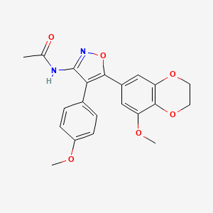 N-[5-(8-methoxy-2,3-dihydro-1,4-benzodioxin-6-yl)-4-(4-methoxyphenyl)-1,2-oxazol-3-yl]acetamide