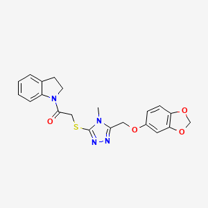 2-({5-[(1,3-benzodioxol-5-yloxy)methyl]-4-methyl-4H-1,2,4-triazol-3-yl}sulfanyl)-1-(2,3-dihydro-1H-indol-1-yl)ethanone