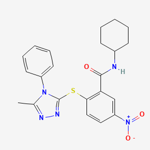 N-cyclohexyl-2-[(5-methyl-4-phenyl-4H-1,2,4-triazol-3-yl)sulfanyl]-5-nitrobenzamide