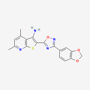 2-[3-(1,3-Benzodioxol-5-yl)-1,2,4-oxadiazol-5-yl]-4,6-dimethylthieno[2,3-b]pyridin-3-amine