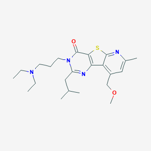 molecular formula C23H34N4O2S B11058635 5-[3-(diethylamino)propyl]-13-(methoxymethyl)-11-methyl-4-(2-methylpropyl)-8-thia-3,5,10-triazatricyclo[7.4.0.02,7]trideca-1(13),2(7),3,9,11-pentaen-6-one 