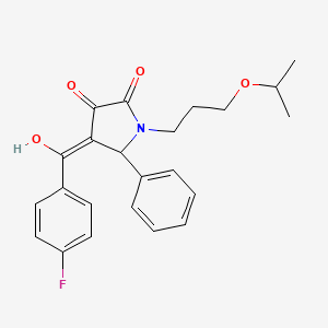 molecular formula C23H24FNO4 B11058690 4-[(4-fluorophenyl)carbonyl]-3-hydroxy-5-phenyl-1-[3-(propan-2-yloxy)propyl]-1,5-dihydro-2H-pyrrol-2-one 