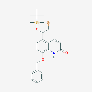 B110587 8-(benzyloxy)-5-[(1R)-2-bromo-1-{[tert-butyl(dimethyl)silyl]oxy}ethyl]quinolin-2(1H)-one CAS No. 530084-74-3