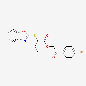 2-(4-Bromophenyl)-2-oxoethyl 2-(1,3-benzoxazol-2-ylsulfanyl)butanoate