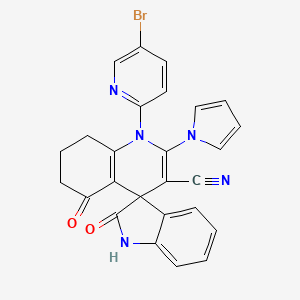 1'-(5-bromopyridin-2-yl)-2,5'-dioxo-2'-(1H-pyrrol-1-yl)-1,2,5',6',7',8'-hexahydro-1'H-spiro[indole-3,4'-quinoline]-3'-carbonitrile