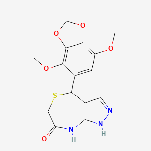 4-(4,7-dimethoxy-1,3-benzodioxol-5-yl)-4,8-dihydro-1H-pyrazolo[3,4-e][1,4]thiazepin-7(6H)-one