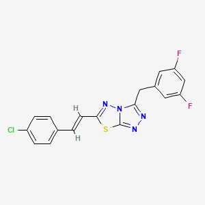 molecular formula C18H11ClF2N4S B11058784 6-[(E)-2-(4-chlorophenyl)ethenyl]-3-(3,5-difluorobenzyl)[1,2,4]triazolo[3,4-b][1,3,4]thiadiazole 