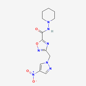 3-[(4-nitro-1H-pyrazol-1-yl)methyl]-N-(piperidin-1-yl)-1,2,4-oxadiazole-5-carboxamide