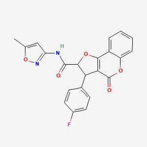 3-(4-fluorophenyl)-N-(5-methyl-1,2-oxazol-3-yl)-4-oxo-2,3-dihydro-4H-furo[3,2-c]chromene-2-carboxamide