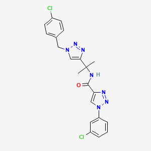 molecular formula C21H19Cl2N7O B11058858 N-{2-[1-(4-Chlorobenzyl)-1H-1,2,3-triazol-4-YL]-2-propanyl}-1-(3-chlorophenyl)-1H-1,2,3-triazole-4-carboxamide 