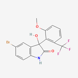 molecular formula C16H11BrF3NO3 B11058871 5-bromo-3-hydroxy-3-[2-methoxy-6-(trifluoromethyl)phenyl]-1,3-dihydro-2H-indol-2-one 