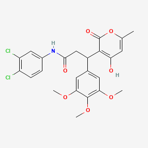 molecular formula C24H23Cl2NO7 B11058922 N-(3,4-dichlorophenyl)-3-(4-hydroxy-6-methyl-2-oxo-2H-pyran-3-yl)-3-(3,4,5-trimethoxyphenyl)propanamide 