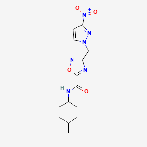 molecular formula C14H18N6O4 B11058923 N-(4-methylcyclohexyl)-3-[(3-nitro-1H-pyrazol-1-yl)methyl]-1,2,4-oxadiazole-5-carboxamide 