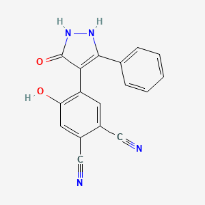 molecular formula C17H10N4O2 B11058927 4-hydroxy-5-(3-hydroxy-5-phenyl-1H-pyrazol-4-yl)benzene-1,2-dicarbonitrile 