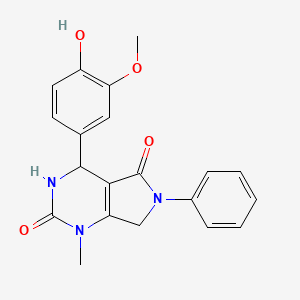 molecular formula C20H19N3O4 B11058957 4-(4-hydroxy-3-methoxyphenyl)-1-methyl-6-phenyl-3,4,6,7-tetrahydro-1H-pyrrolo[3,4-d]pyrimidine-2,5-dione 