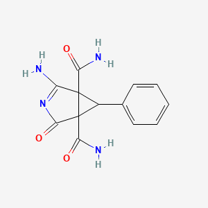 molecular formula C13H12N4O3 B11058966 2-Imino-4-oxo-6-phenyl-3-azabicyclo[3.1.0]hexane-1,5-dicarboxamide 