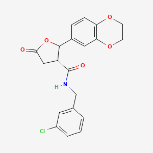 molecular formula C20H18ClNO5 B11058980 N-(3-chlorobenzyl)-2-(2,3-dihydro-1,4-benzodioxin-6-yl)-5-oxotetrahydrofuran-3-carboxamide 