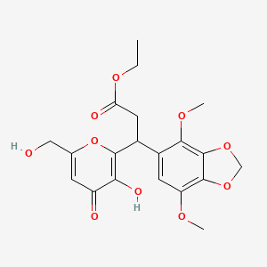 ethyl 3-(4,7-dimethoxy-1,3-benzodioxol-5-yl)-3-[3-hydroxy-6-(hydroxymethyl)-4-oxo-4H-pyran-2-yl]propanoate