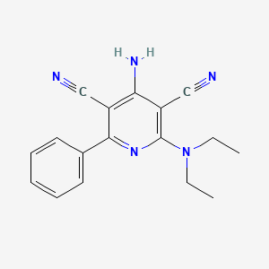 molecular formula C17H17N5 B11059025 4-Amino-2-(diethylamino)-6-phenylpyridine-3,5-dicarbonitrile 