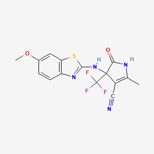 4-[(6-methoxy-1,3-benzothiazol-2-yl)amino]-2-methyl-5-oxo-4-(trifluoromethyl)-4,5-dihydro-1H-pyrrole-3-carbonitrile