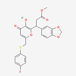 methyl 3-(1,3-benzodioxol-5-yl)-3-(6-{[(4-fluorophenyl)sulfanyl]methyl}-3-hydroxy-4-oxo-4H-pyran-2-yl)propanoate